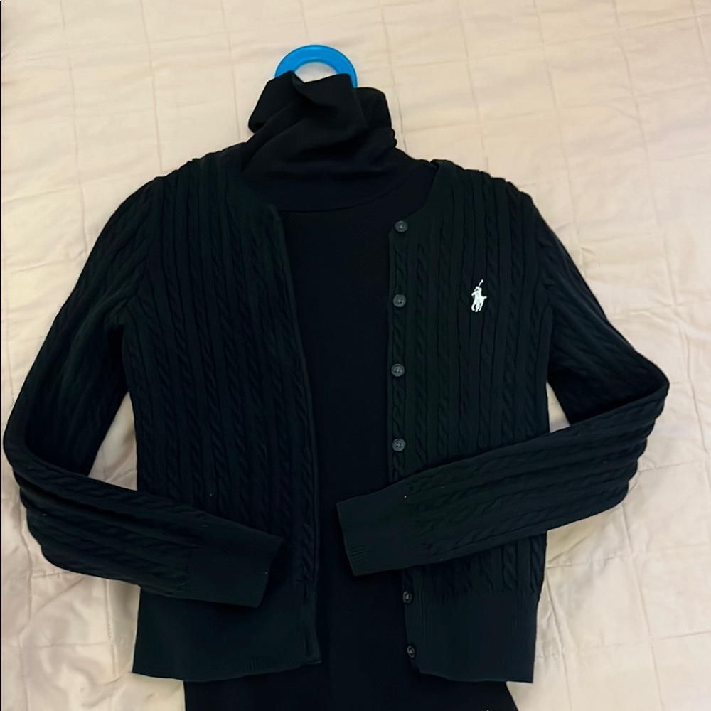 Ralph Lauren Black Sweater with Matching Turtleneck, leggings, and Gap Jeans